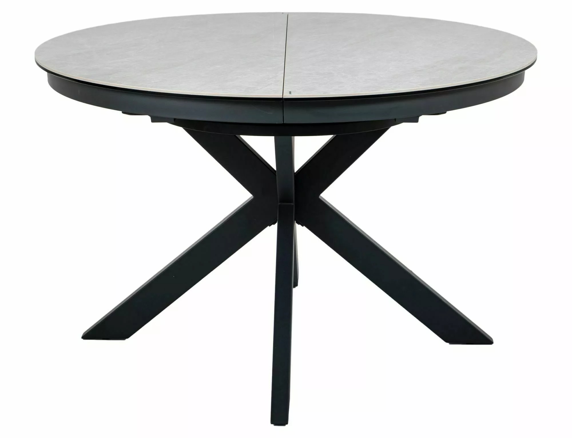 120cm round Taj Mahal ceramic dining table with geometric matt black metal legs