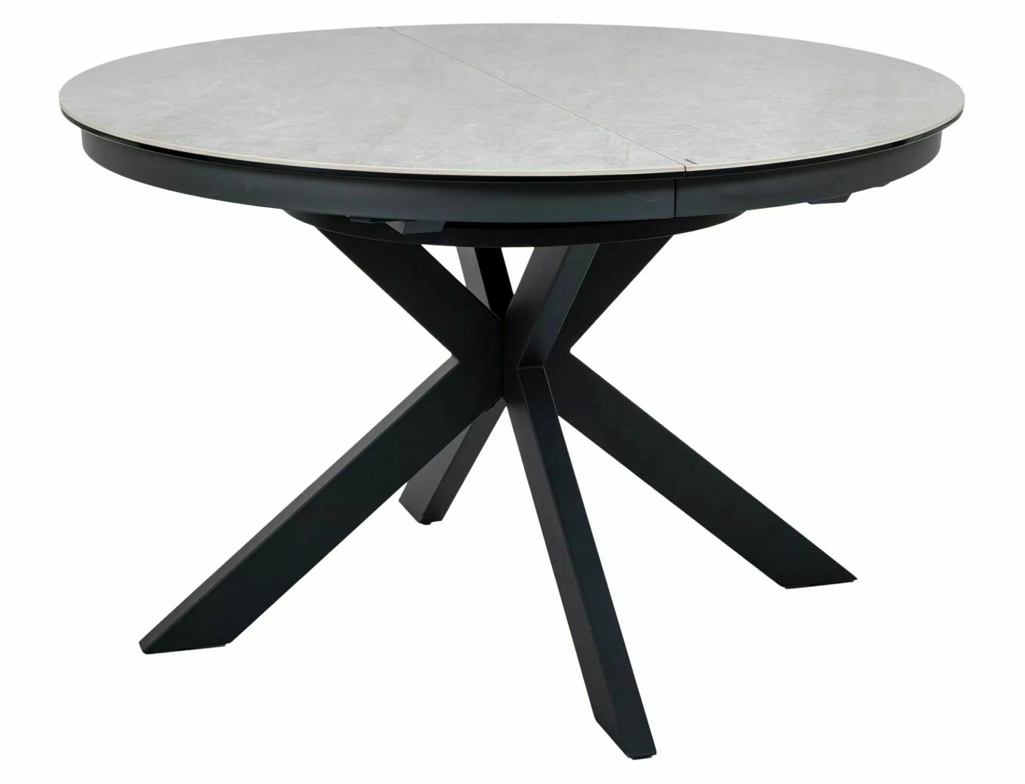 120cm round Taj Mahal ceramic dining table with geometric matt black metal legs