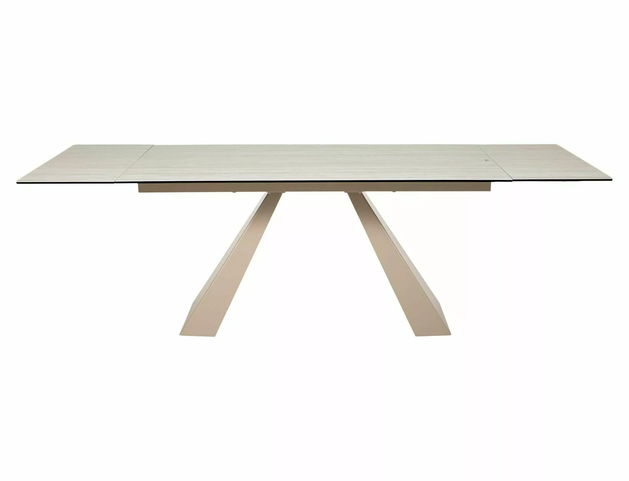 Salvadore extendable dining table with extension mechanism partially opened