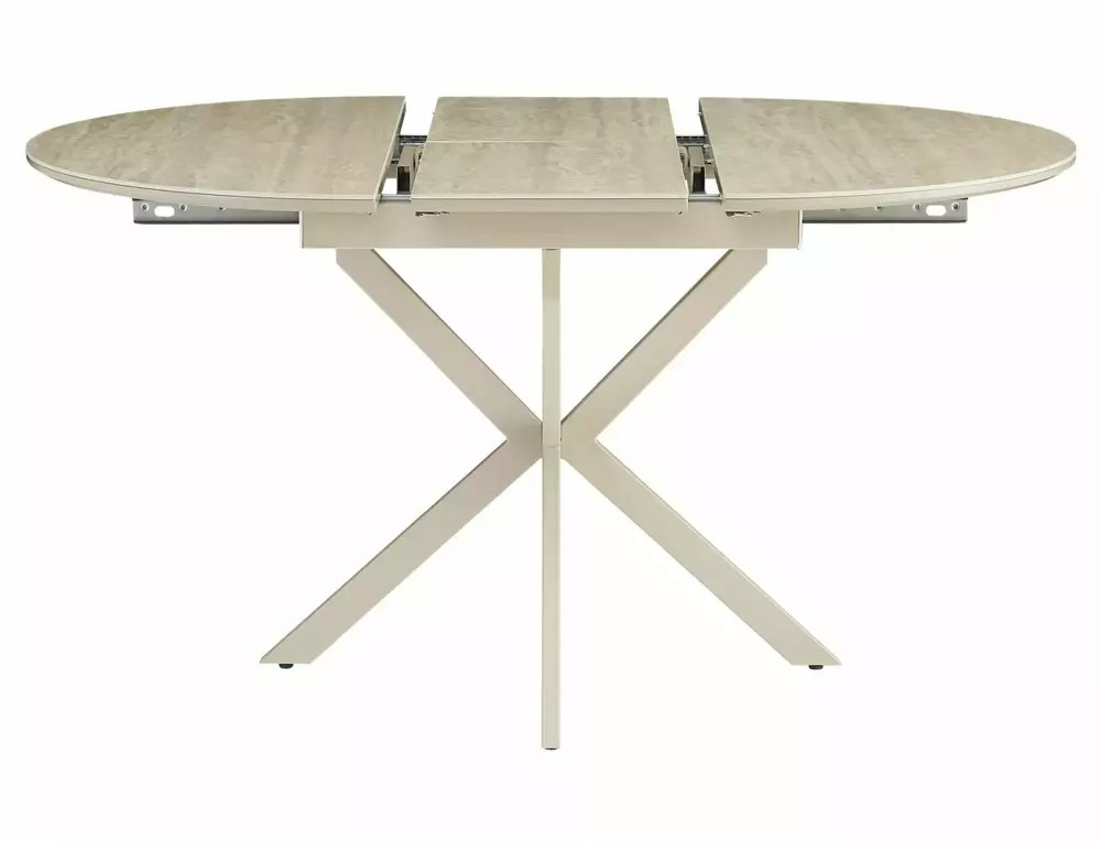 Gaston ceramic dining table showing central extension mechanism from 100cm to 135cm