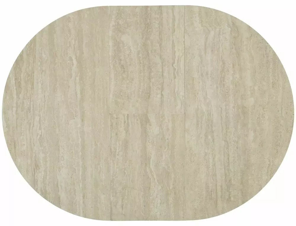 Top view of Gaston Travertine Beige ceramic extending dining table