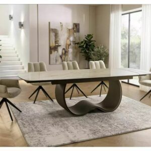 CASABLANCA Beige Ceramic Extending Dining Table 200–276cm