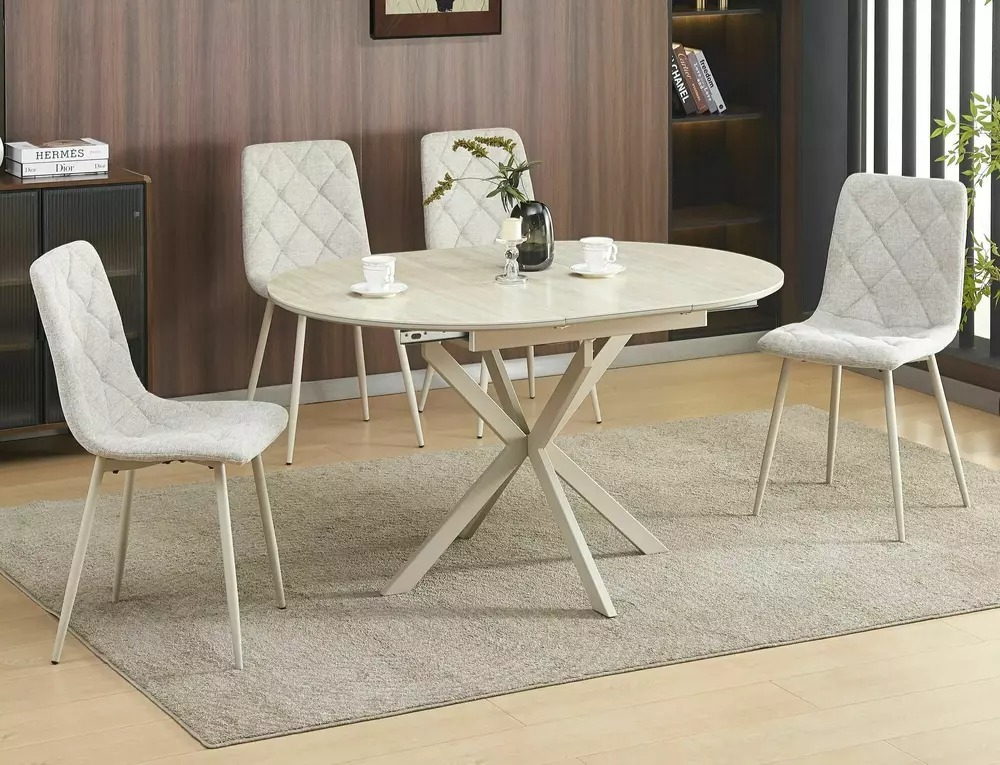 Gaston ceramic dining table dimensions 100 to 135cm with Cashmere metal frame