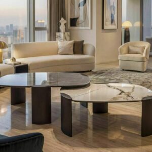 ADORO B Amber Bianco Ceramic Coffee Table 105cm – Copper