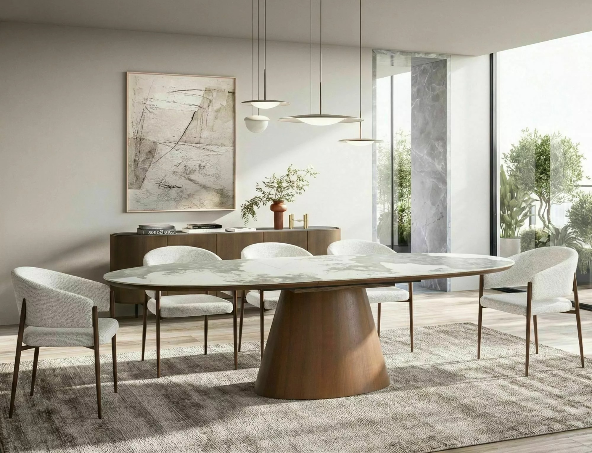 MAROCCO Oval Ceramic Extending Dining Table 160–200cm – Walnut - Image 3