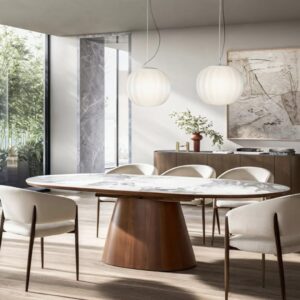 MAROCCO Oval Ceramic Extending Dining Table 160–200cm – Walnut