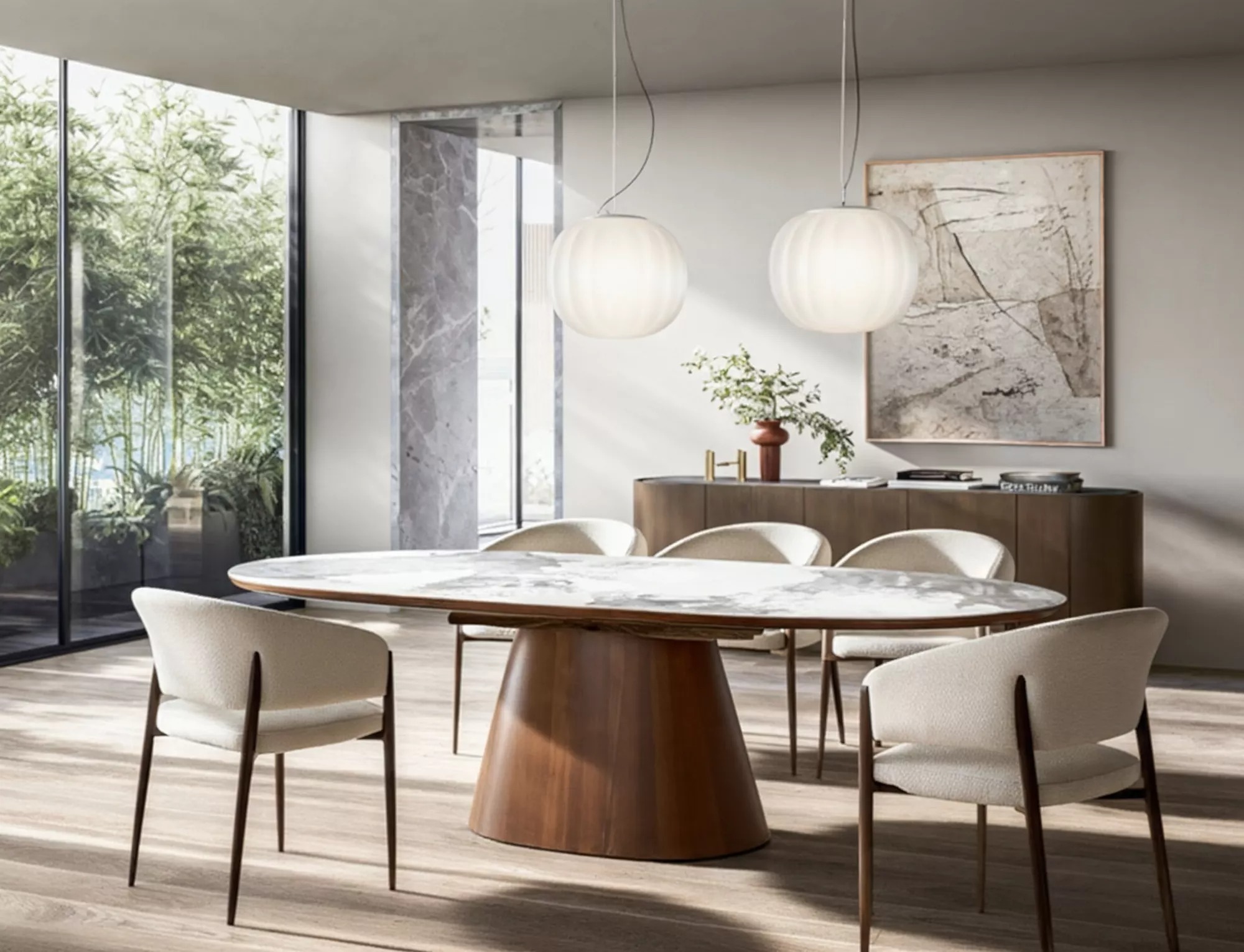 MAROCCO Oval Ceramic Extending Dining Table 160–200cm – Walnut - Image 2