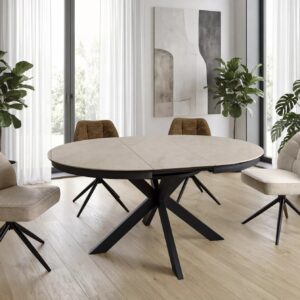 PORTO Taj Mahal Ceramic Extending Dining Table 120–160cm – Black