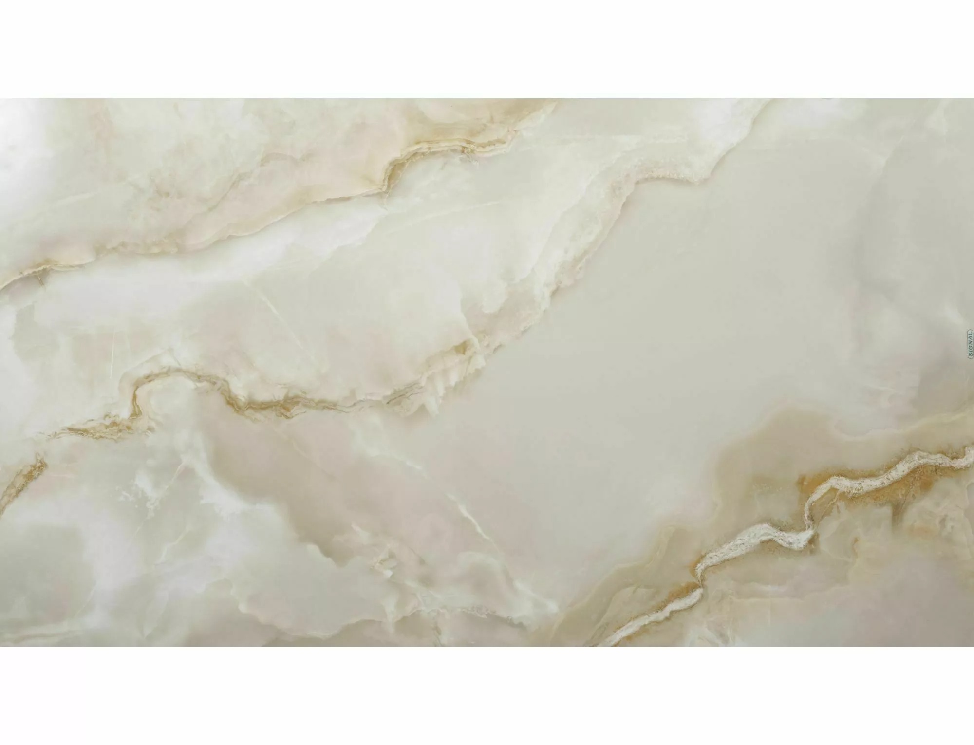 Onice Oro Beige Glossy ceramic tabletop with cream and golden patterns