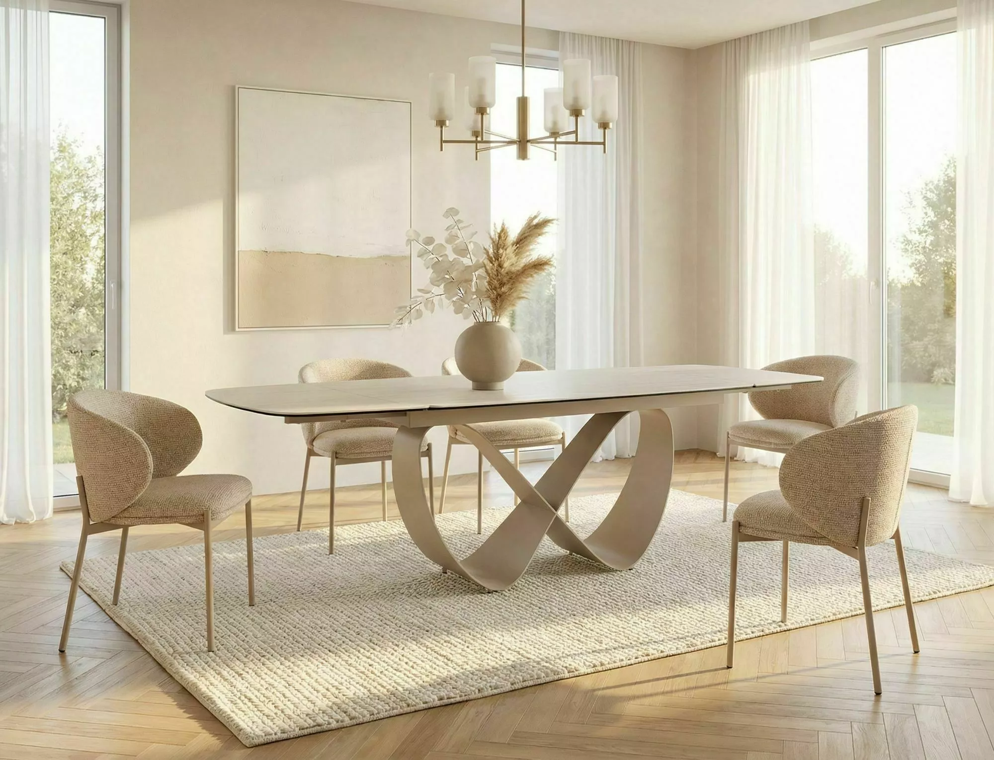 INFINITY Travertine Ceramic Extending Dining Table 160–240cm - Image 5