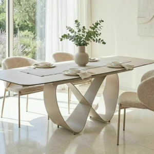 INFINITY Travertine Ceramic Extending Dining Table 160–240cm