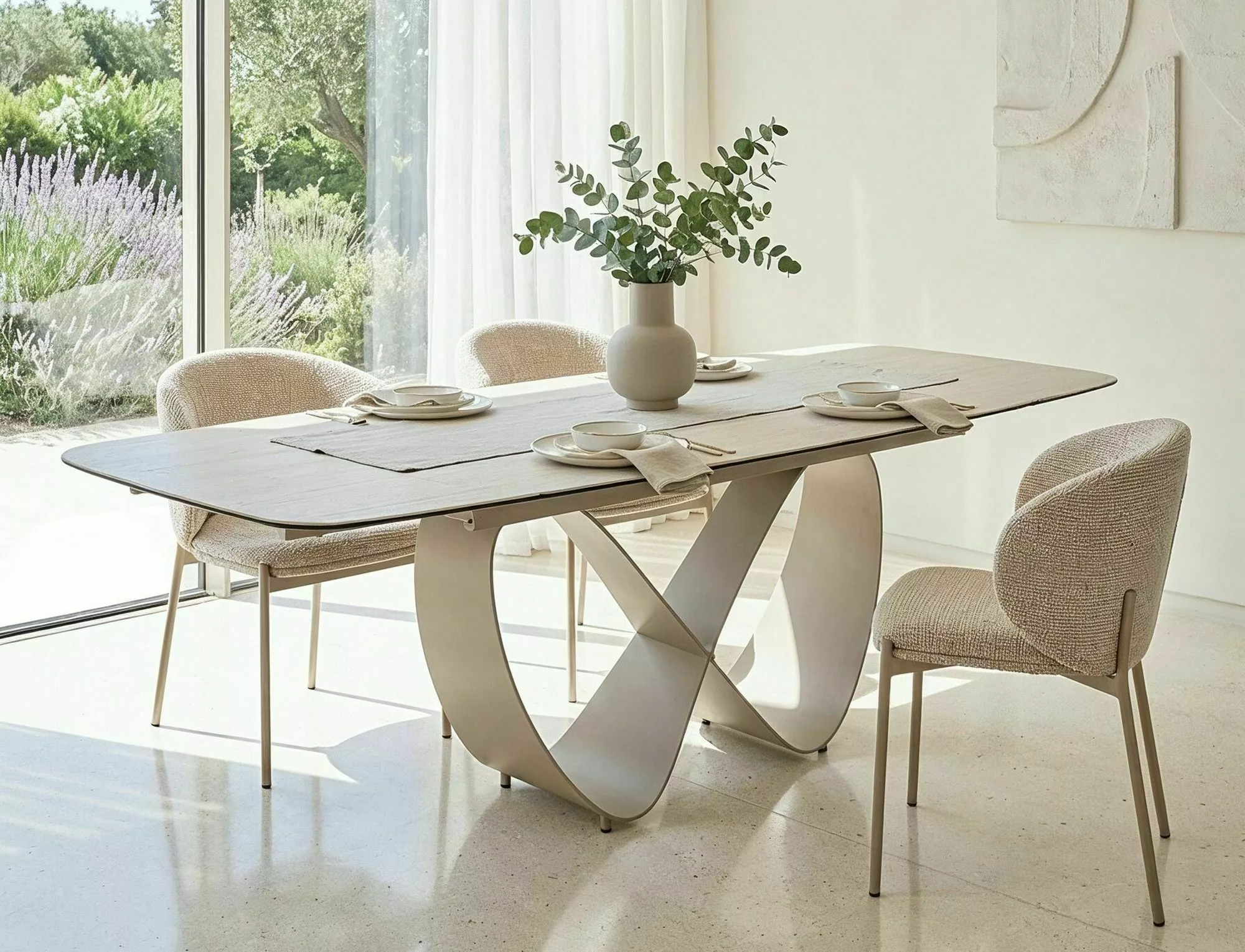 INFINITY Travertine Ceramic Extending Dining Table 160–240cm - Image 2