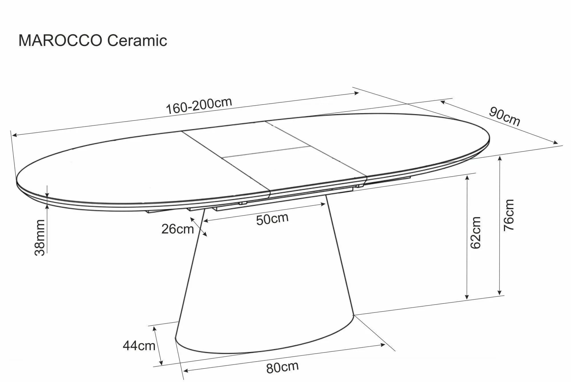 MAROCCO Oval Ceramic Extending Dining Table 160–200cm – Walnut - Image 10