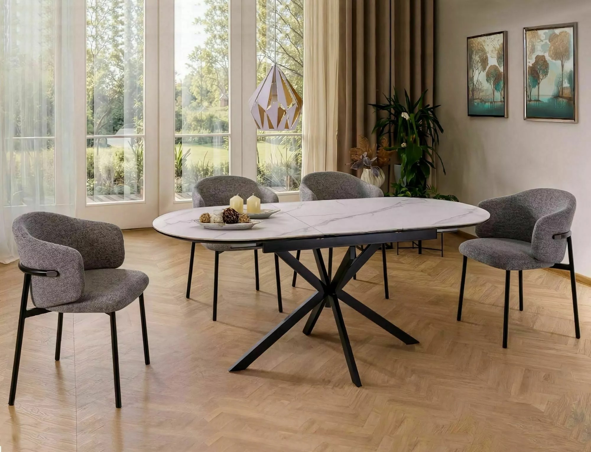 GASTON White Matt Ceramic Extending Dining Table 140–180cm - Image 3