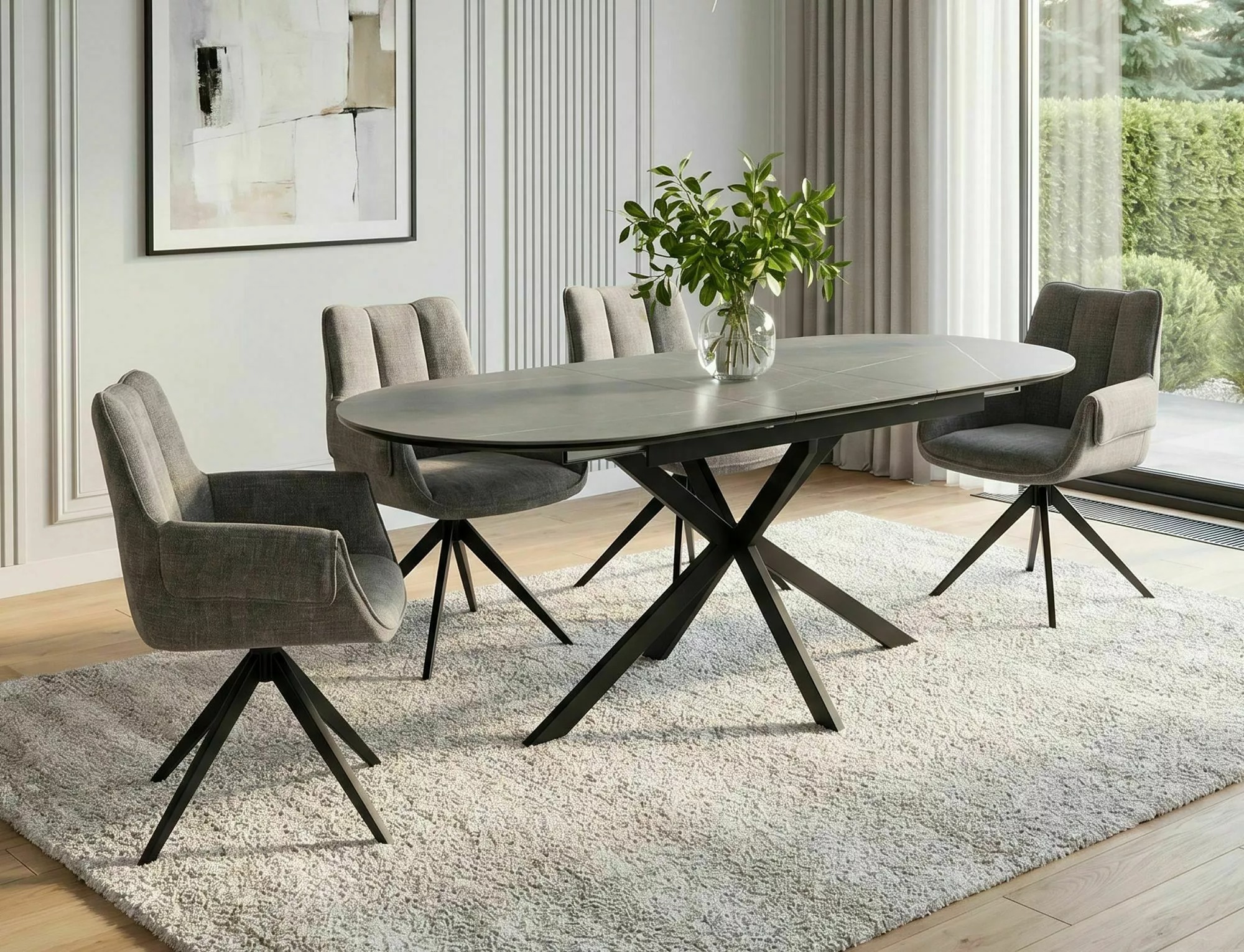 GASTON Grey Matt Ceramic Extending Dining Table 140–180cm - Image 2