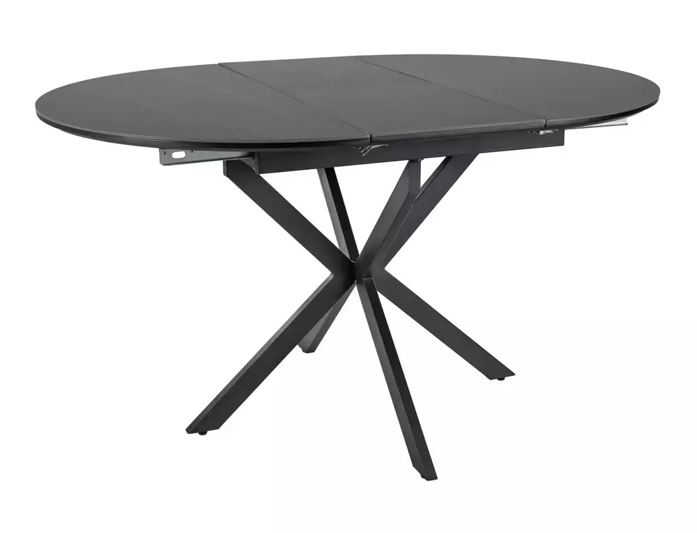 Gaston black ceramic extending dining table 100–135cm with matt black metal base