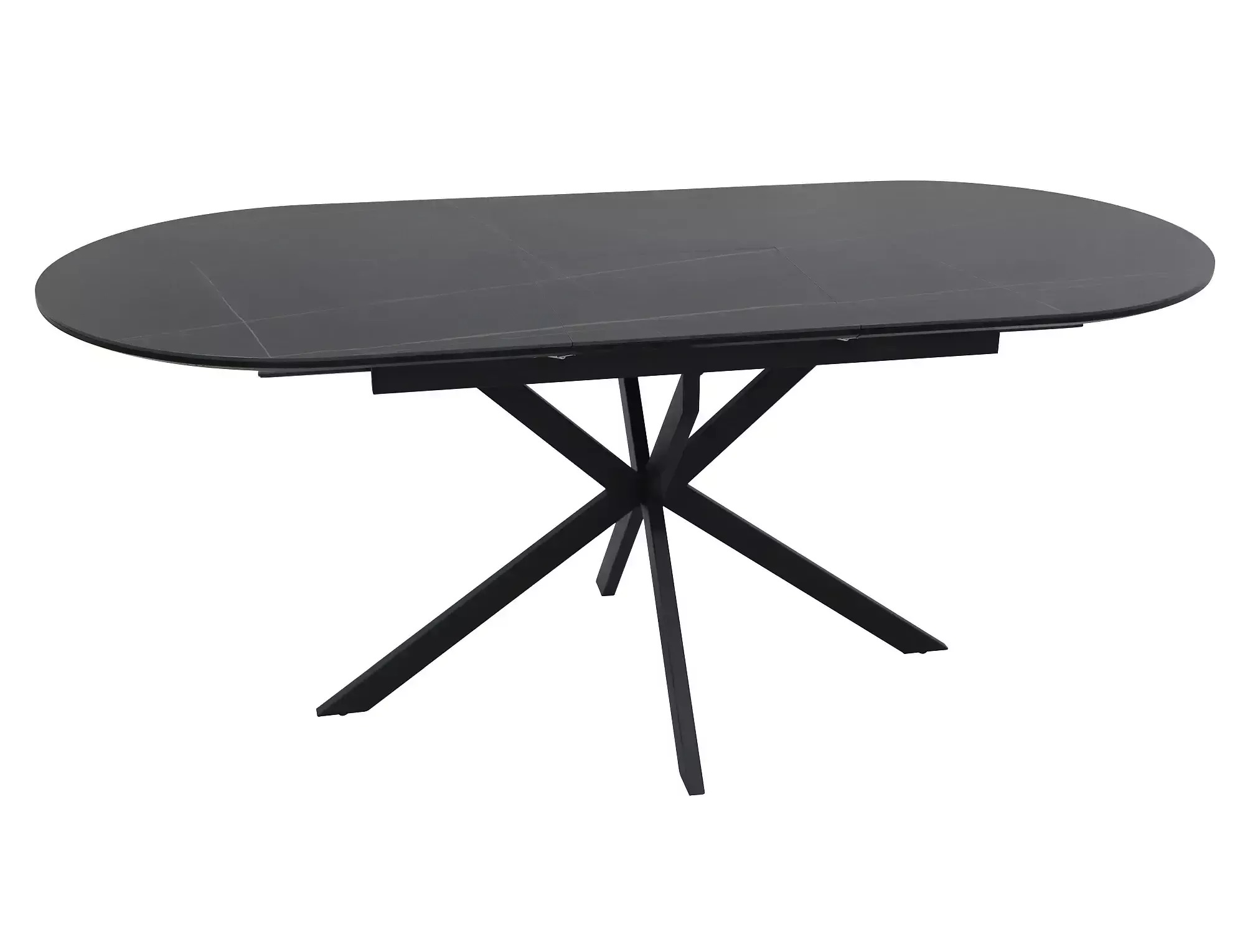 Gaston black oval ceramic extending dining table with matt black stone-effect top