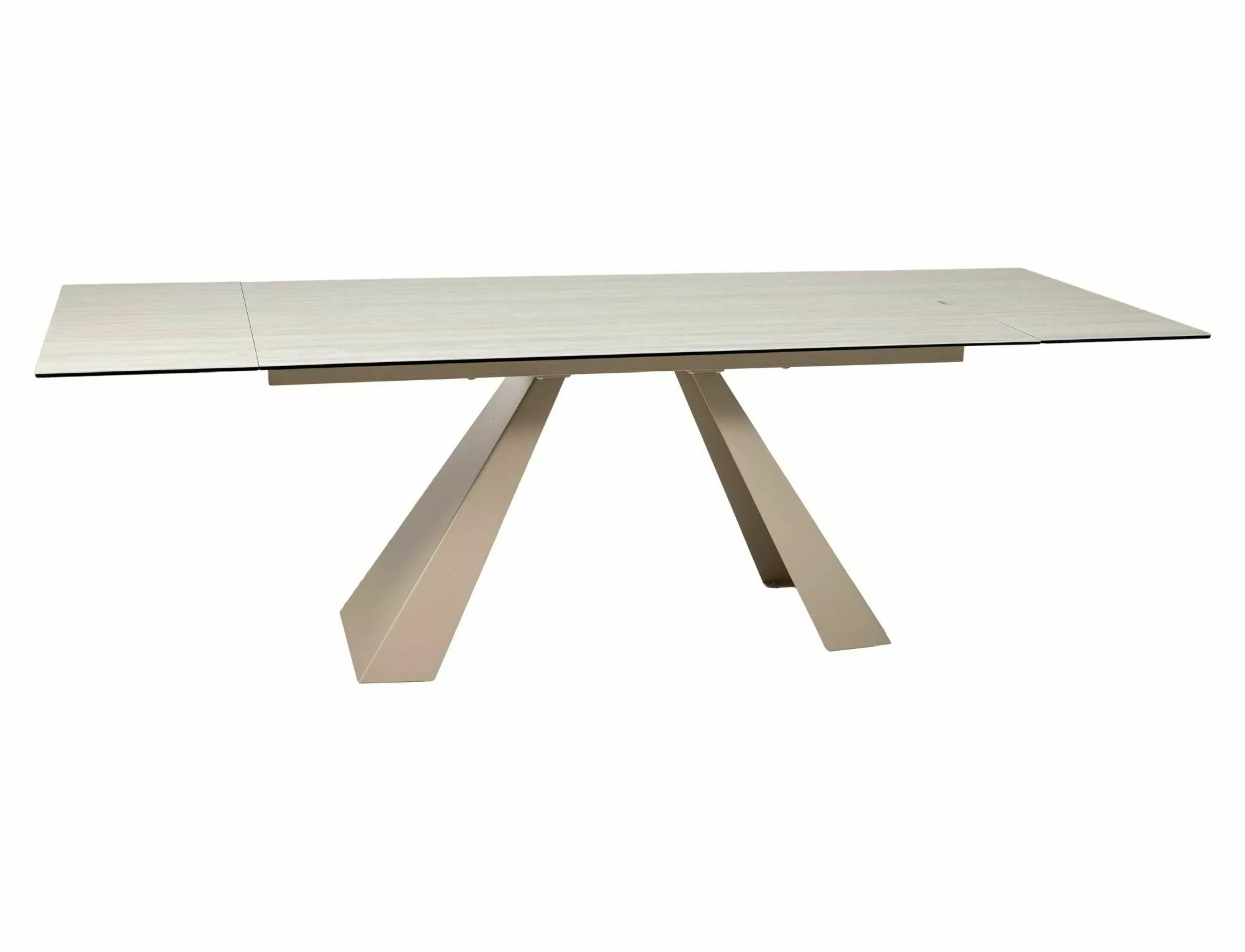 Salvadore travertine ceramic dining table fully extended to 240cm
